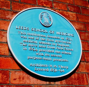 Plaque outside the Old Medical School.